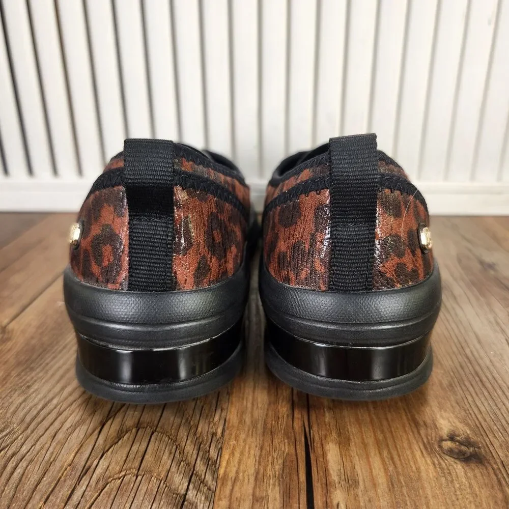 Bzees Rosie Womens Sz 8 M Black Leopard Print Slip On Comfort Loafer Flats Shoes